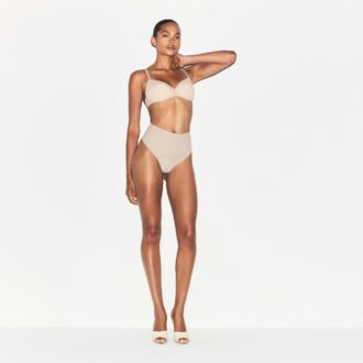 Baumwoll-Shapewear-Tanga mit hohem Bund
