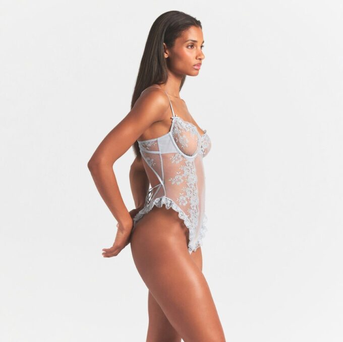Bestickte Dessous, ungefüttert, Schrittlos, Teddy
