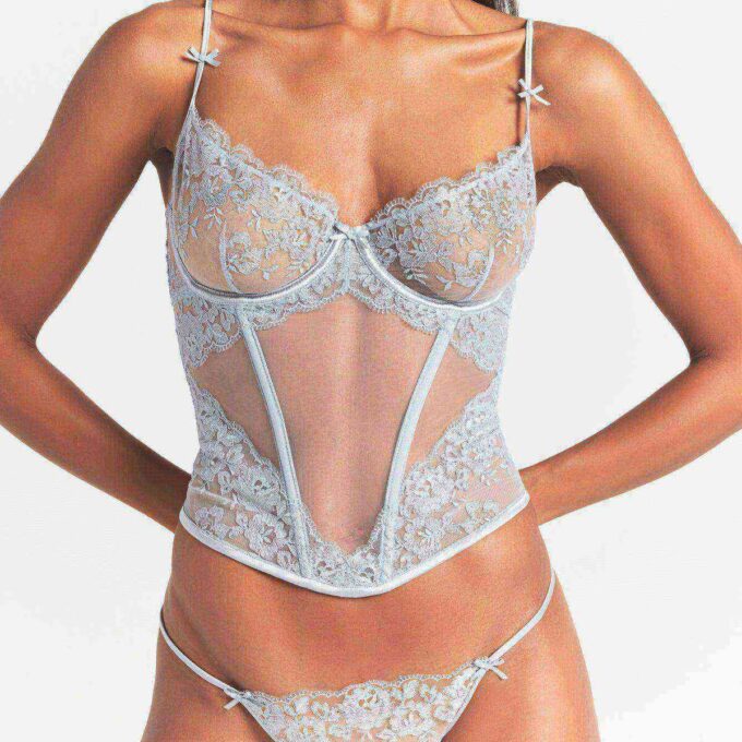 Besticktes, ungefüttertes Dessous-Korsett