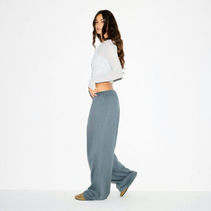 Boyfriend-Fleece-Oversize-Hose mit geradem Bein