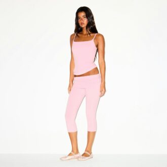 Caprihose aus Baumwolljersey mit Umschlag