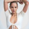 Flauschiges Strick-Crop-Top und Shorts-Set Flauschiges Strick-Crop-Top und Shorts-Set