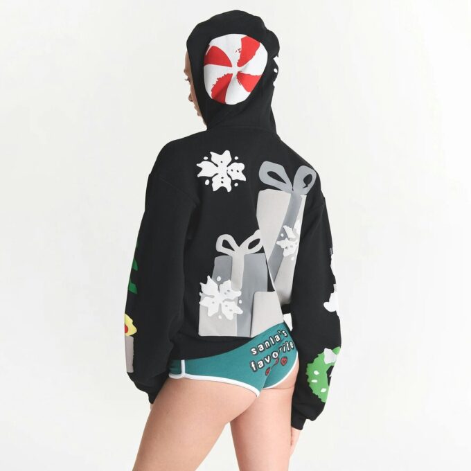 Flohmarkt-Hoodie mit Kaktusmotiv und Skims Baumwollfleece Flohmarkt-Hoodie mit Kaktusmotiv und Skims Baumwollfleece