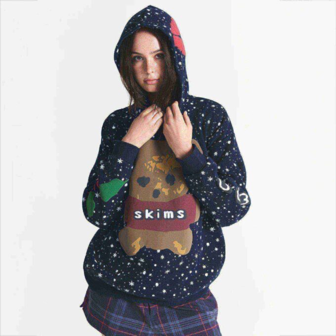 Flohmarkt-Hoodie mit Kaktusmotiv und X-Skims Baumwollfleece Flohmarkt-Hoodie mit Kaktusmotiv und X-Skims Baumwollfleece