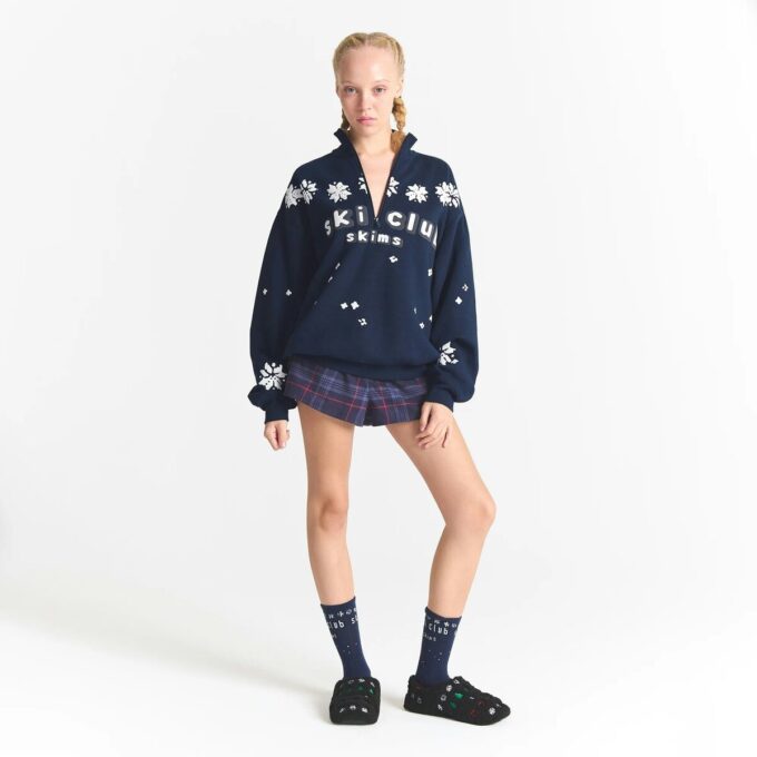 Flohmarkt mit Kaktusmotiven, X-Skims Baumwollfleece, Oversize-Viertelreißverschluss Flohmarkt mit Kaktusmotiven, X-Skims Baumwollfleece, Oversize-Viertelreißverschluss
