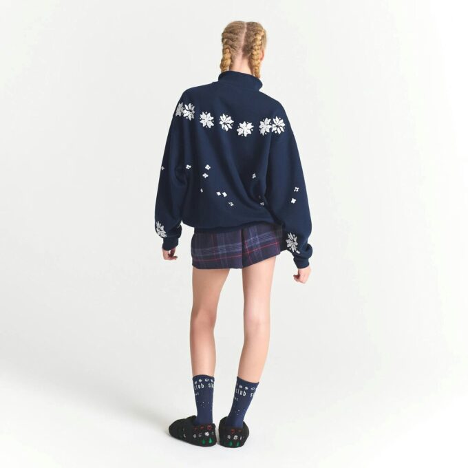 Flohmarkt mit Kaktusmotiven, X-Skims Baumwollfleece, Oversize-Viertelreißverschluss Flohmarkt mit Kaktusmotiven, X-Skims Baumwollfleece, Oversize-Viertelreißverschluss