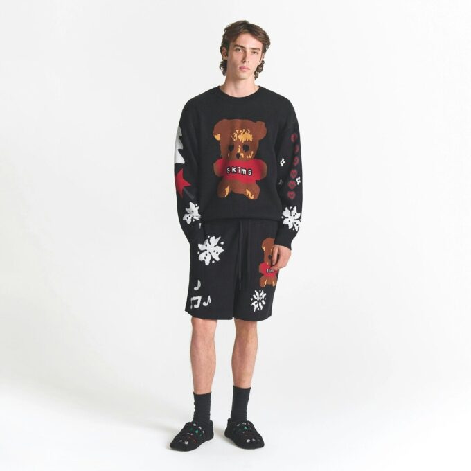 Flohmarkt mit Kaktusmotiven, X Skims Baumwollstrick, Herren Intarsien-Shorts Flohmarkt mit Kaktusmotiven, X Skims Baumwollstrick, Herren Intarsien-Shorts