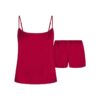 Glänzendes Camisole und kurzes Schlafset aus gewebtem Stoff