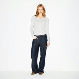 Henley-Body aus Baumwolljersey mit tiefem Ausschnitt
