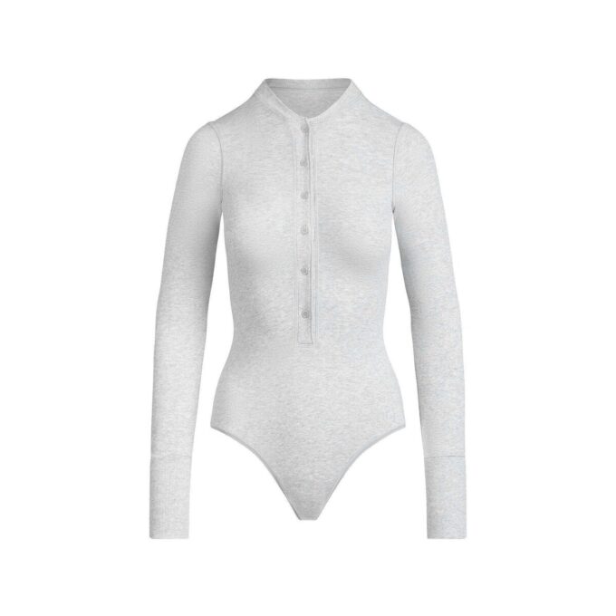 Henley-Body aus Baumwolljersey mit tiefem Ausschnitt