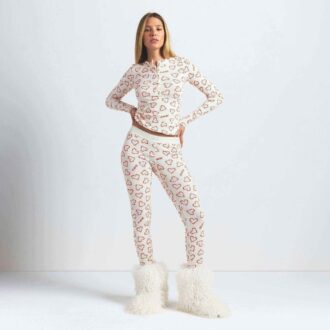 Henley- und Leggings-Set aus Baumwollrippen Henley- und Leggings-Set aus Baumwollrippen
