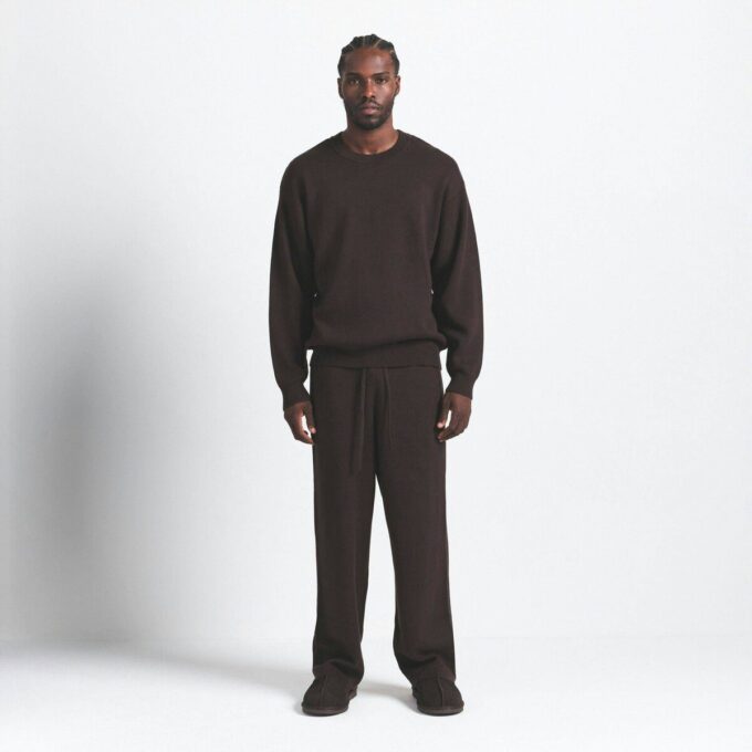 Herren-Strickhose aus Baumwolle mit geradem Bein Herren-Strickhose aus Baumwolle mit geradem Bein