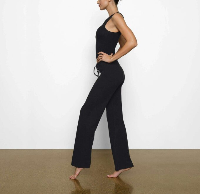 Hose aus Baumwolljersey mit geradem Bein Hose aus Baumwolljersey mit geradem Bein