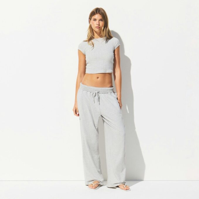 Hose aus Baumwolljersey mit weitem Bein Hose aus Baumwolljersey mit weitem Bein