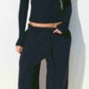 Hose aus Baumwolljersey mit weitem Bein Hose aus Baumwolljersey mit weitem Bein