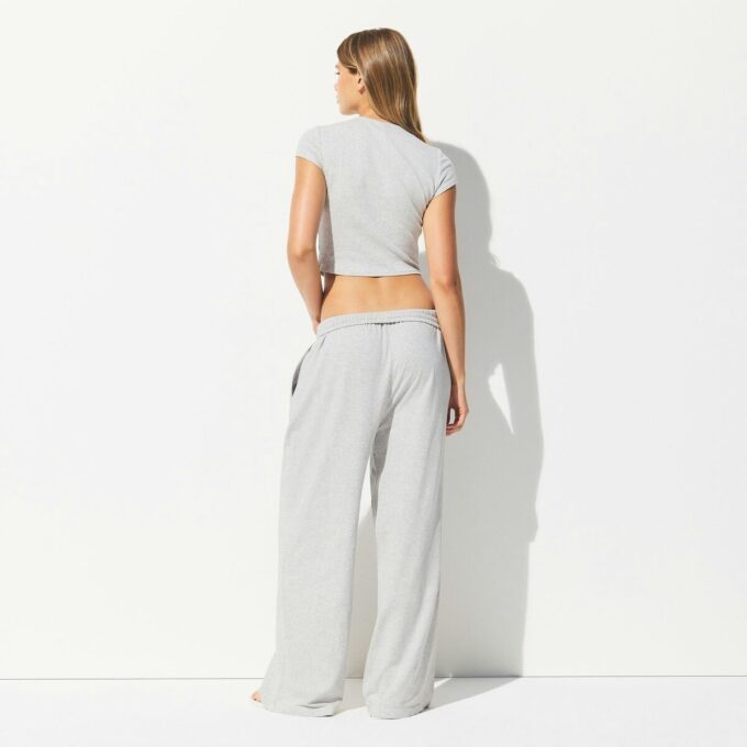 Hose aus Baumwolljersey mit weitem Bein Hose aus Baumwolljersey mit weitem Bein