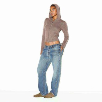 Kaschmir-Kapuzenpullover mit Reißverschluss