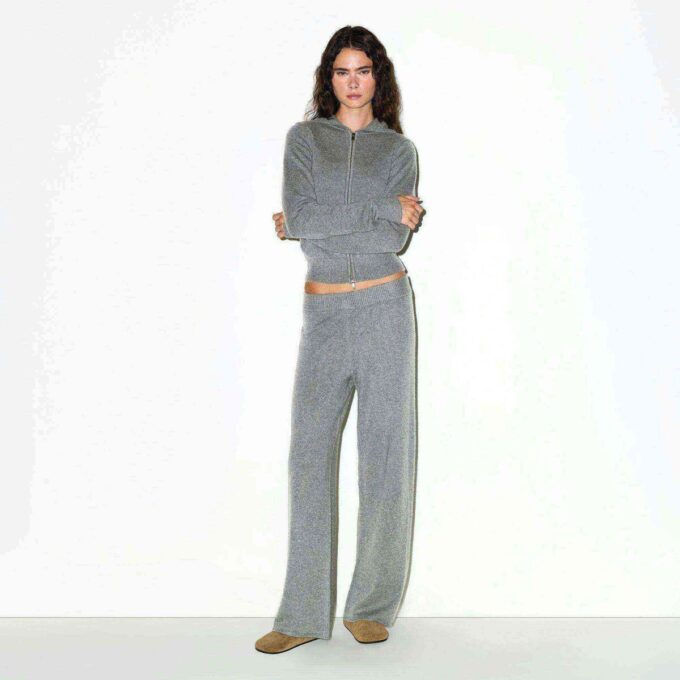 Kaschmirhose mit weitem Bein