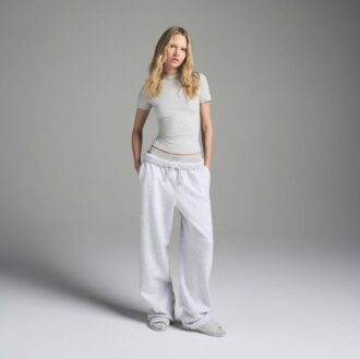 Klassische Hose mit geradem Bein aus Baumwollfleece
