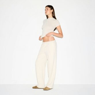 Klassische Hose mit geradem Bein aus Baumwollfleece