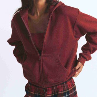 Klassischer Kapuzenpullover aus Baumwollfleece mit Reißverschluss