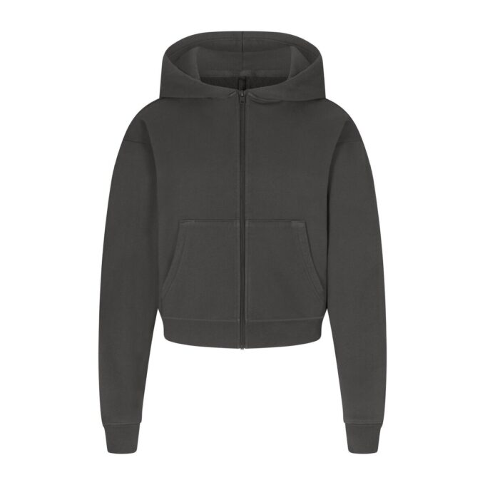 Klassischer Kapuzenpullover aus französischem Frottee mit Reißverschluss Klassischer Kapuzenpullover aus französischem Frottee mit Reißverschluss
