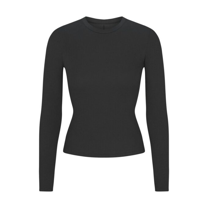 Langarm-T-Shirt aus Baumwollripp Langarm-T-Shirt aus Baumwollripp