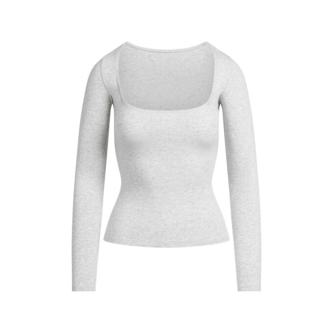 Langarmshirt aus Baumwolljersey mit Rundhalsausschnitt Langarmshirt aus Baumwolljersey mit Rundhalsausschnitt