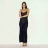 LANGES, DURCHSICHTIGES STRICK-CAMI-KLEID