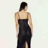 LANGES, DURCHSICHTIGES STRICK-CAMI-KLEID