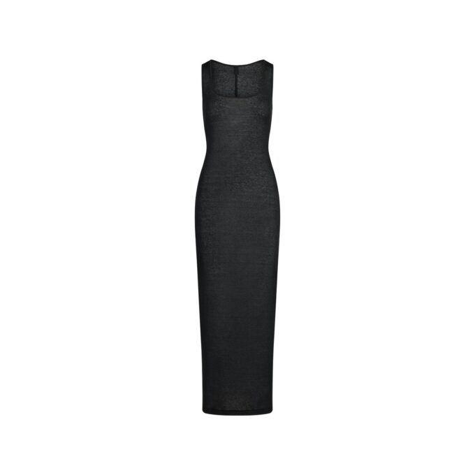LANGES KLEID AUS TRANSPARENTEN RIPPEN LANGES KLEID AUS TRANSPARENTEN RIPPEN
