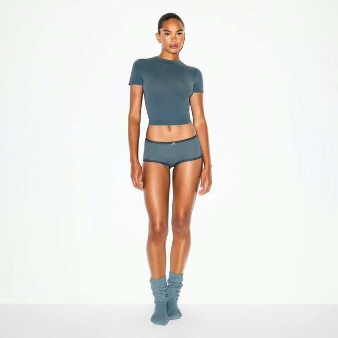 LEICHTE BAUMWOLL-POINTELLE-SPITZEN-BOY-SHORT LEICHTE BAUMWOLL-POINTELLE-SPITZEN-BOY-SHORT