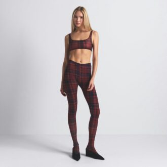 Milchfarbene, transparente Leggings mit Fuß