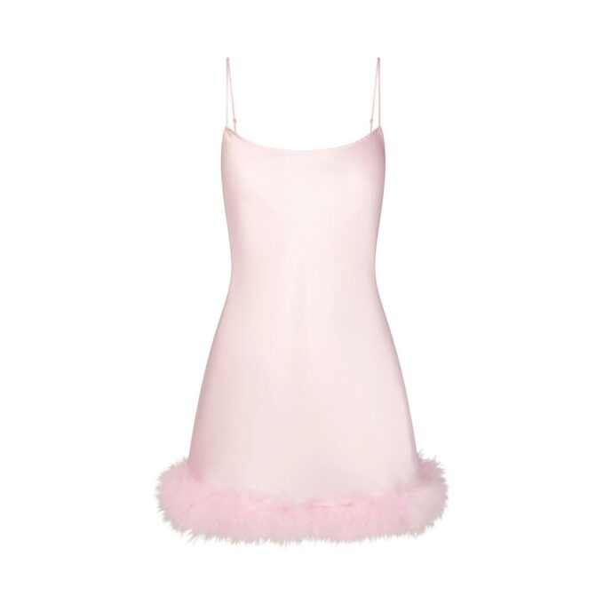 MINIKLEID MIT SEIDENFEDERBESETZUNG