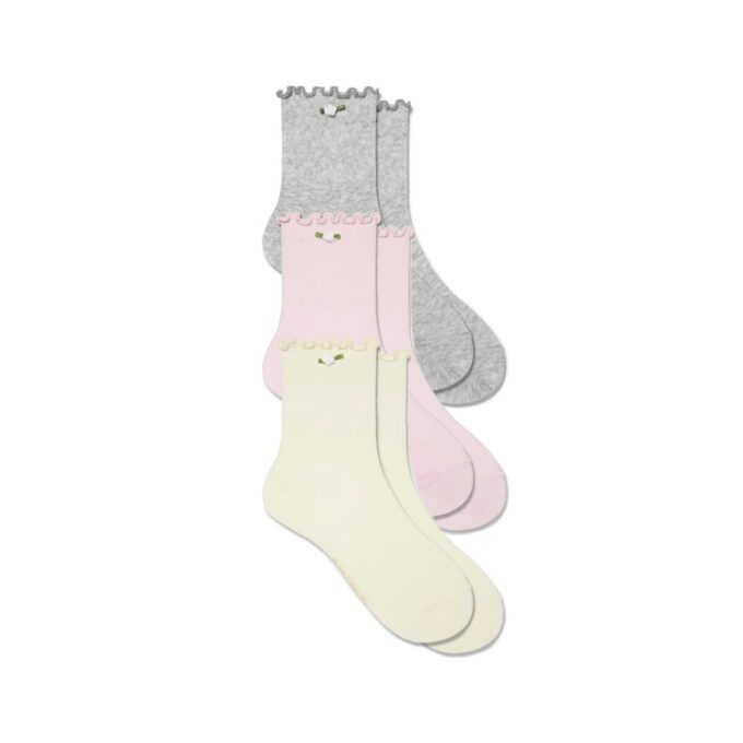 Nahtlose Baumwollsocken für Kinder mit Wellensaum, 3er-Pack Nahtlose Baumwollsocken für Kinder mit Wellensaum, 3er-Pack
