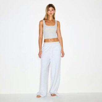 Oversize-Hose aus Baumwollfleece mit doppeltem Bund