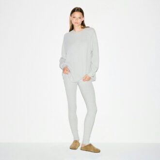 SCHWERES WAFFEL-OVERSIZE-RUNDHALS-SHIRT