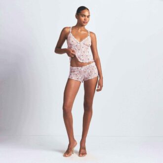 Set aus Stretch-Spitzen-Dreiecks-Cami und Shorts