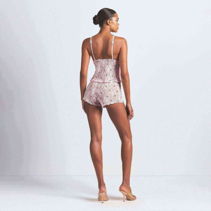 Set aus Stretch-Spitzen-Dreiecks-Cami und Shorts Set aus Stretch-Spitzen-Dreiecks-Cami und Shorts