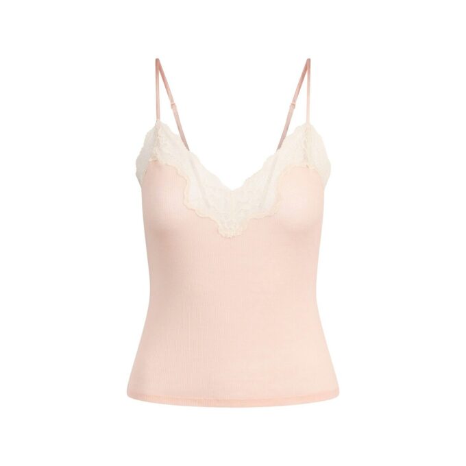 Set aus transparentem Rippspitzen-Top und Shorts Set aus transparentem Rippspitzen-Top und Shorts