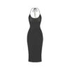 Strassbesetztes Strick-Halter-Midikleid
