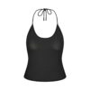 Strassbesetztes Strick-Haltertop und Bikini-Set mit seitlichen Bindebändern