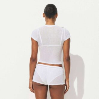 T-Shirt aus transparentem Rippenmaterial
