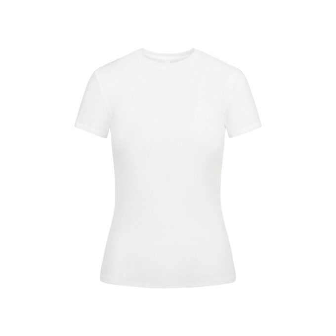 T-Shirt aus transparentem Rippenmaterial T-Shirt aus transparentem Rippenmaterial