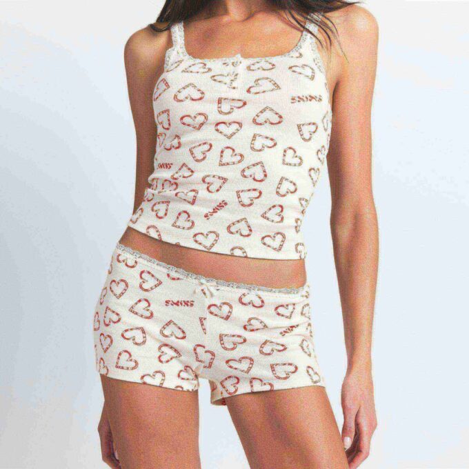 Tanktop und Shorts aus Baumwollrippspitze Tanktop und Shorts aus Baumwollrippspitze