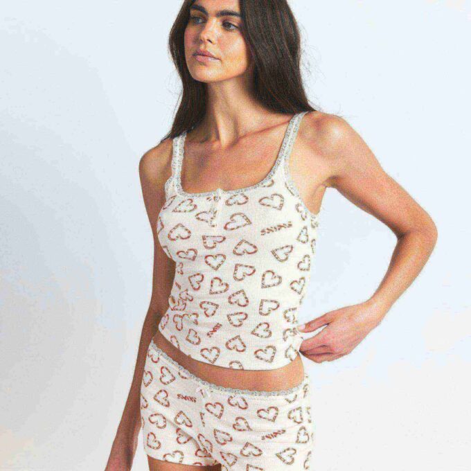 Tanktop und Shorts aus Baumwollrippspitze Tanktop und Shorts aus Baumwollrippspitze