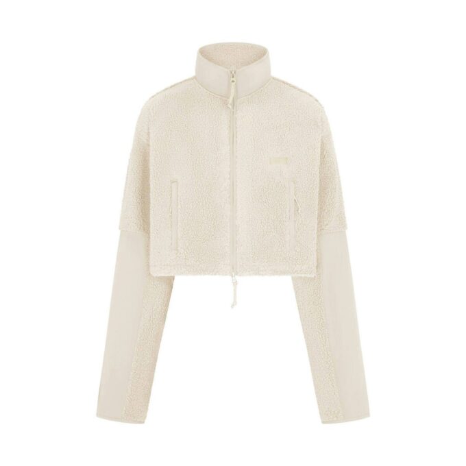 Teddy-Kurze Jacke mit Trichterkragen Teddy-Kurze Jacke mit Trichterkragen