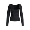 Top mit glatten Lagen und eckigem Ausschnitt Top mit glatten Lagen und eckigem Ausschnitt