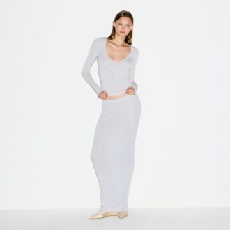 Transparente Henley-Jacke mit langen Ärmeln aus Modal