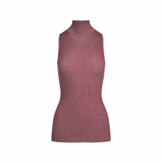 Transparente Stricktunika mit Stehkragen